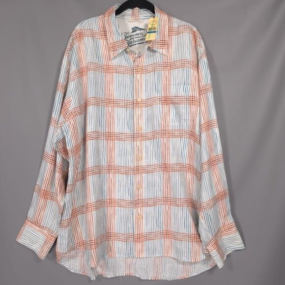 NWT Tommy Bahama 100% LINEN Men's Shirt Size XL WATERMARK Plaid LS ALFRESCO - Picture 1 of 14